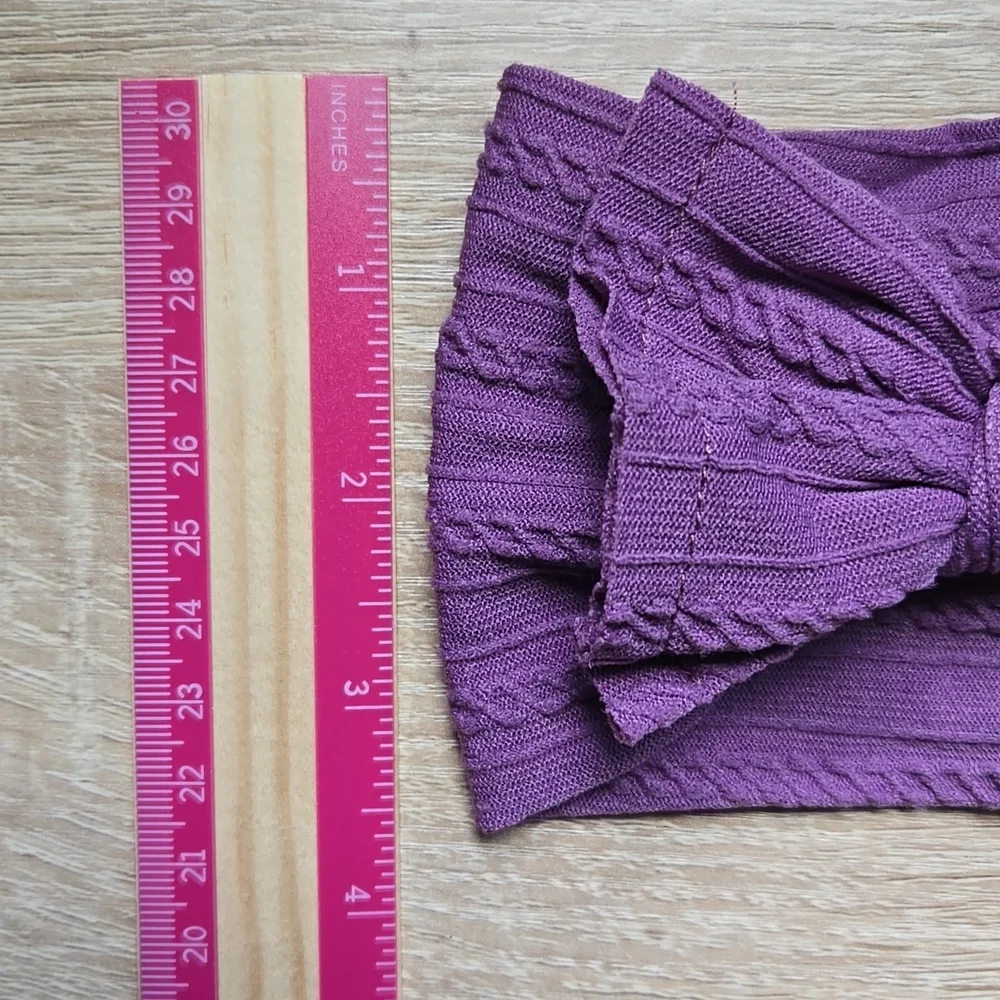 Boho Bowknot Headband Cable Knit Hair Accessory Baby Girl Nylon Purple Hair Band